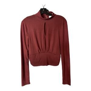 Brea Canyon Stitchfix Womens Size Large Keyhole Turtleneck Blouse Claret Red NWT
